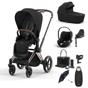 CYBEX Priam Ultimate Bundle-Travel Systems-Sepia Black-Rose Gold | Natural Baby Shower