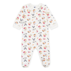 Petit Bateau - Dors Bien Animaux organic cotton fleece pajamas | White