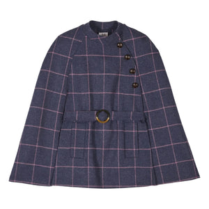 Maria de la Orden - Purple Clery Plaid Wool Cape