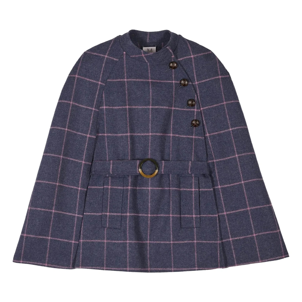 Maria de la Orden - Purple Clery Plaid Wool Cape