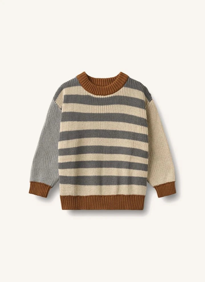 Wheat - Rasmus Striped Organic Cotton Sweater | Beige