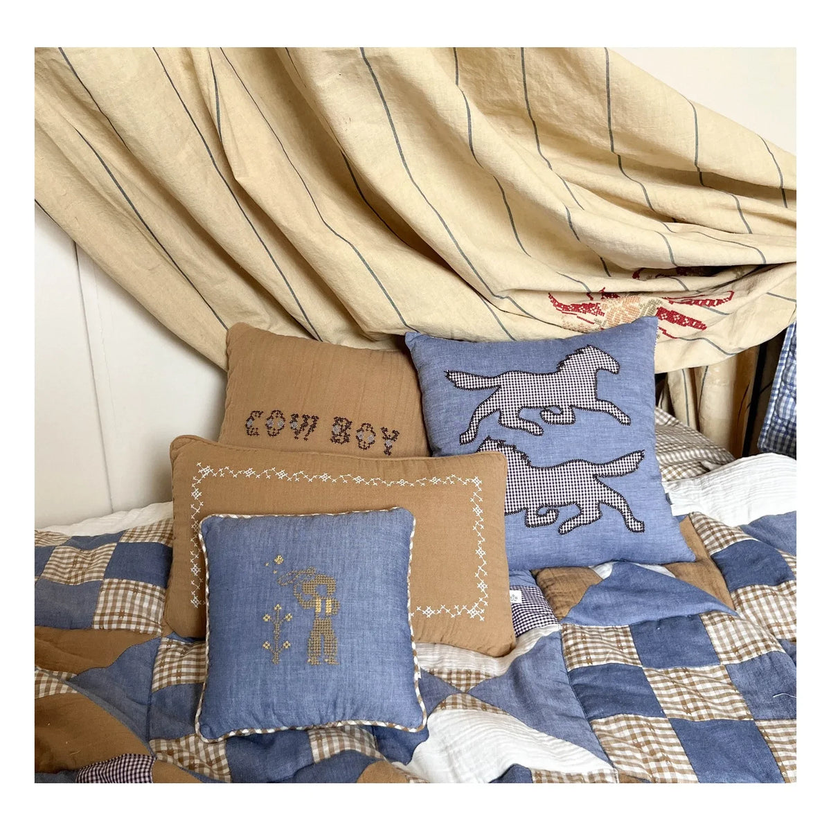 Editions Aimable - Hector Horse Pillow | Blue Chambray