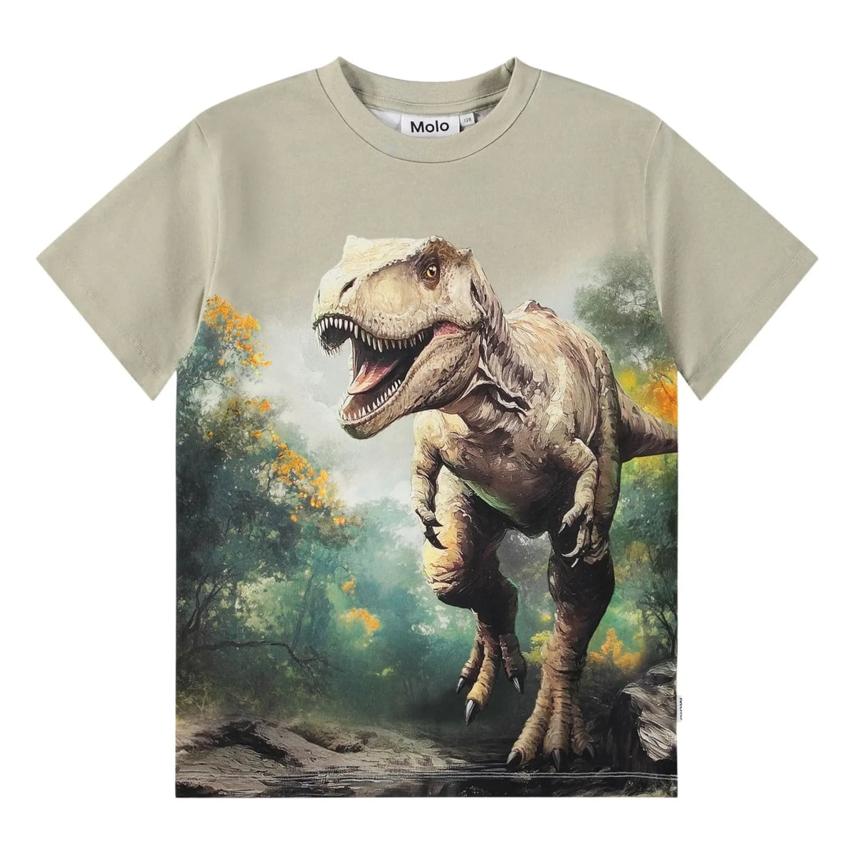 Molo - Riley Dinosaur Organic Cotton T-Shirt | Beige