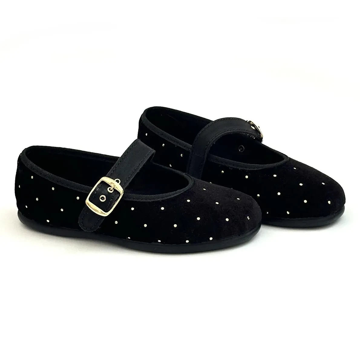 Hermosilla - Palma Velvet Studded Ballet Flats | Black