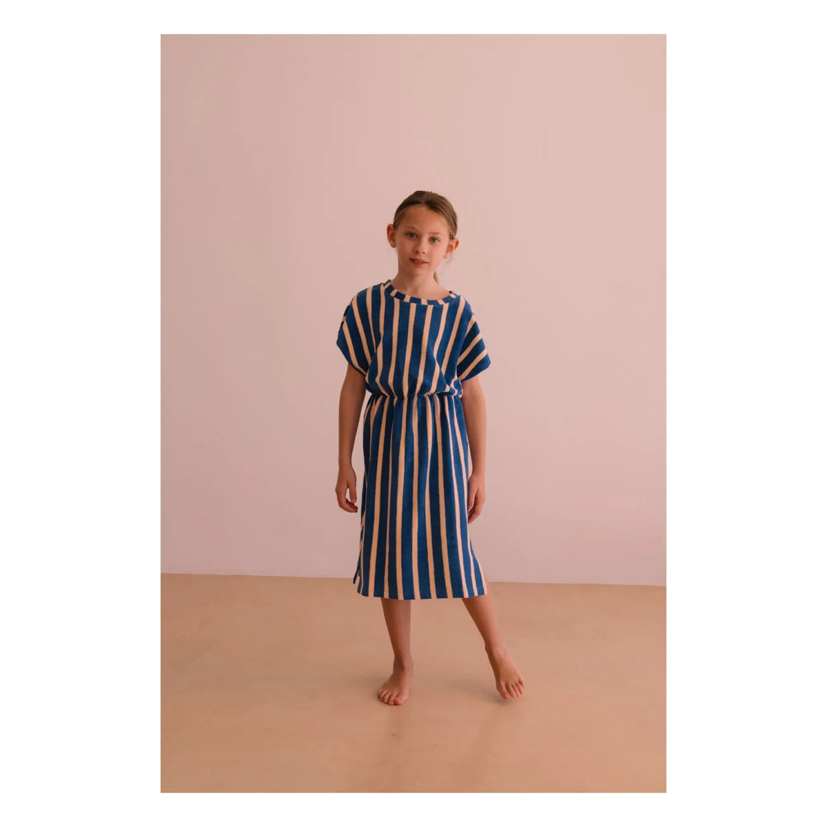 We Are Kids - April Striped Organic Cotton Towel Dress | Blue