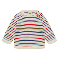 FUB - Ecru Striped Merino Wool Baby Sweater