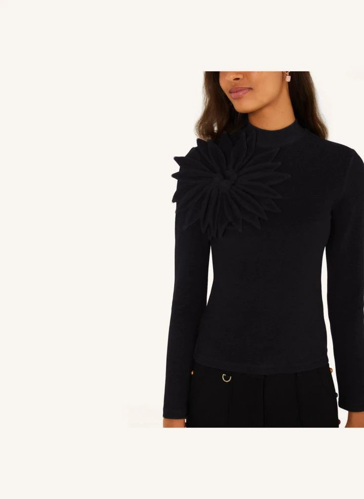 Farm Rio - Floral Long Sleeve Top | Black
