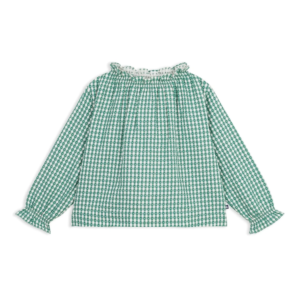 Petit Bateau - Wide Vichy Blouse %100 Organic Cotton | Green