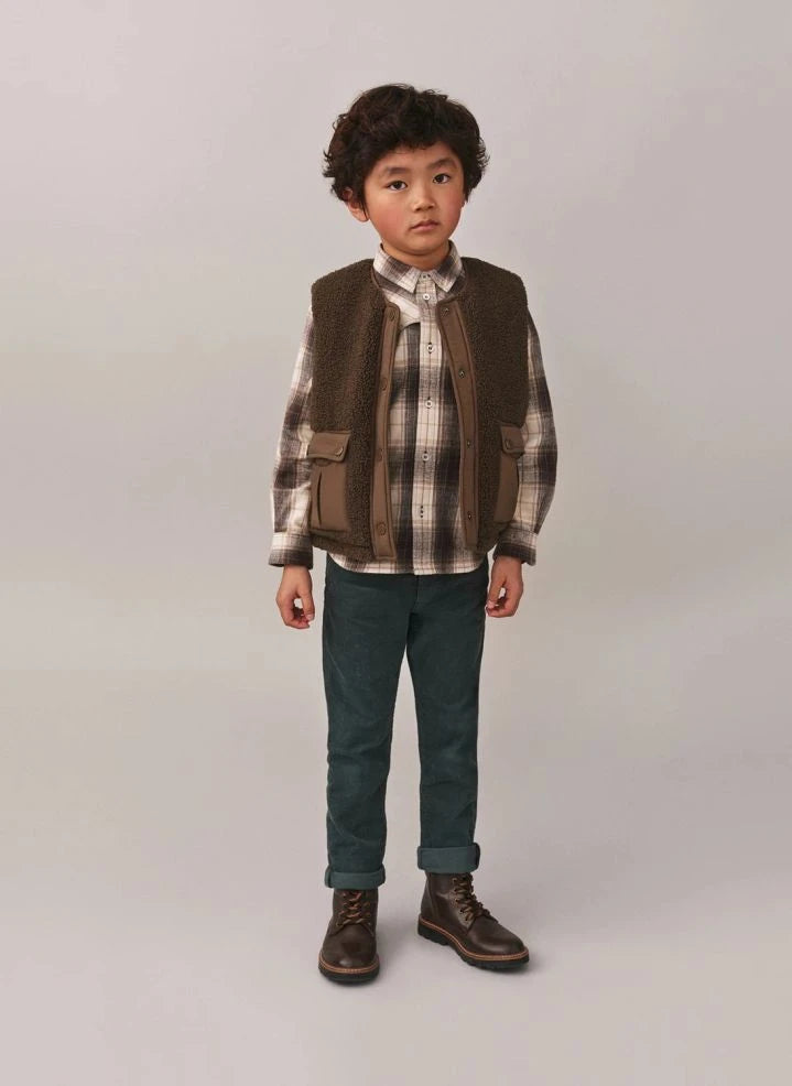 Bonpoint - Dark Green Junior Sherpa Sleeveless Jacket