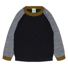 FUB - Color Block Fine Knit Merino Wool Sweater | Navy