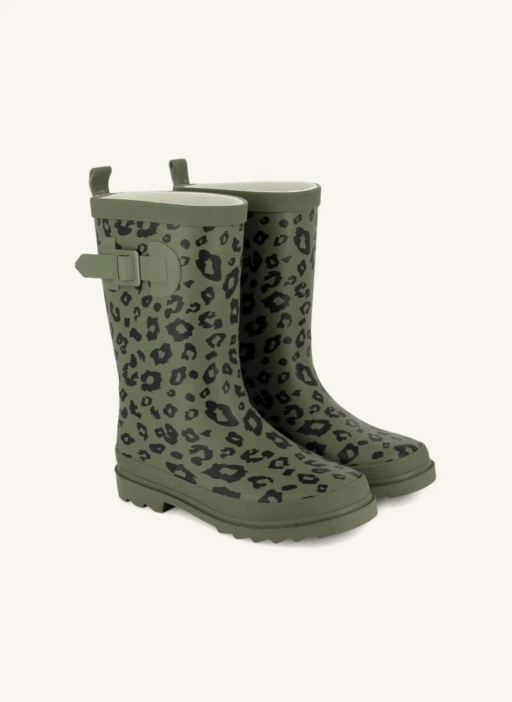 Bonton - Picker Hi Leopard Rain Boots | Khaki