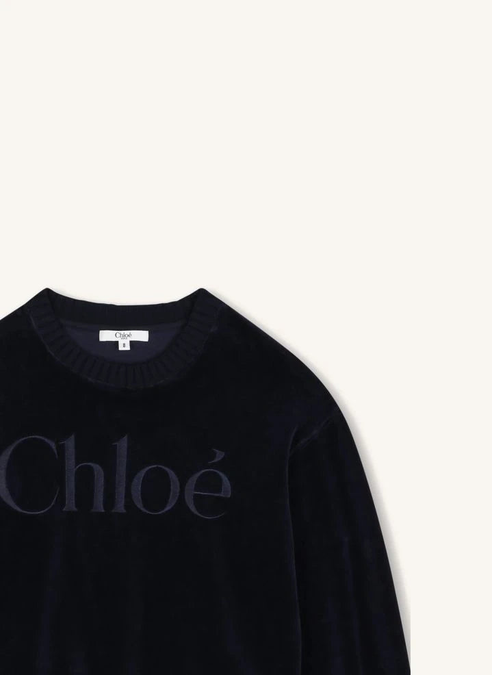 Chloé - Chloé Organic Cotton Velvet Sweatshirt | Dark Blue