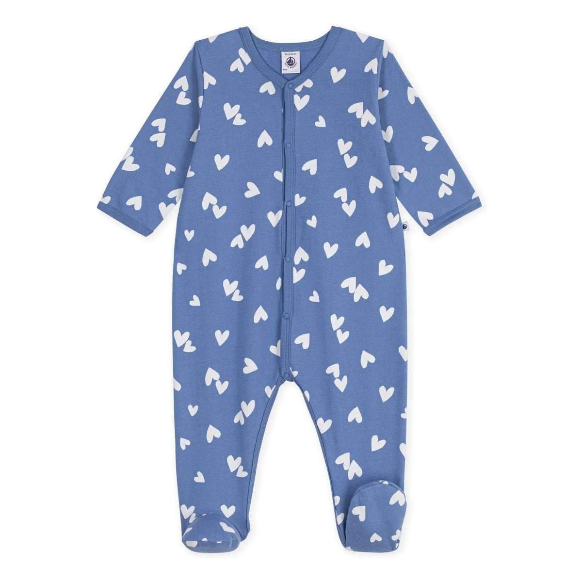 Petit Bateau - Dors Bien Cœurs organic cotton fleece pajamas | Blue