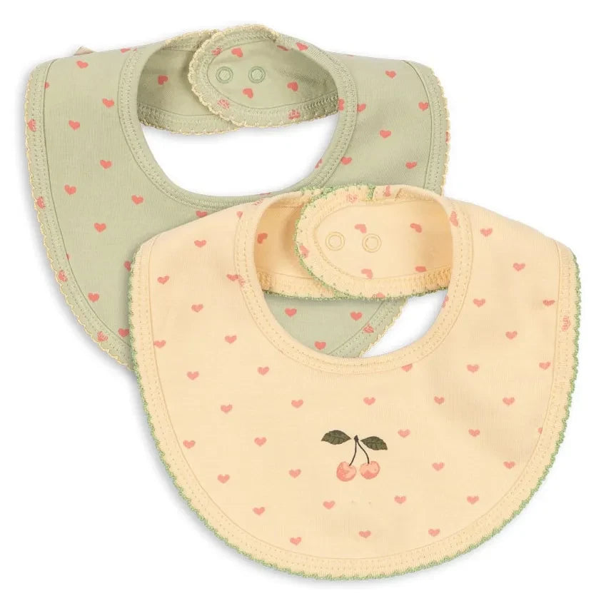 Konges Sløjd - Sage Colored 2-Pack Organic Cotton Cherry Bib Set
