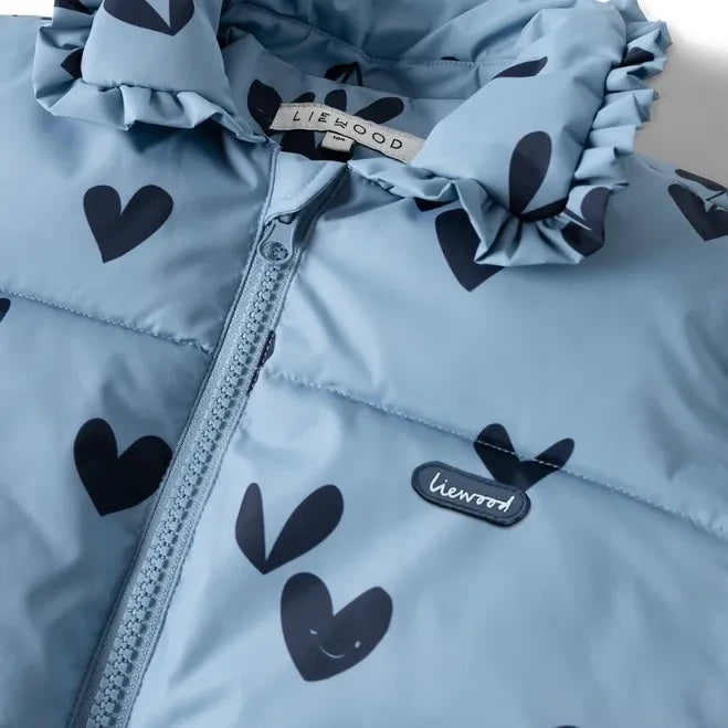 Liewood - Anemone Hearts Recycled Fiber Puffer Jacket | Blue