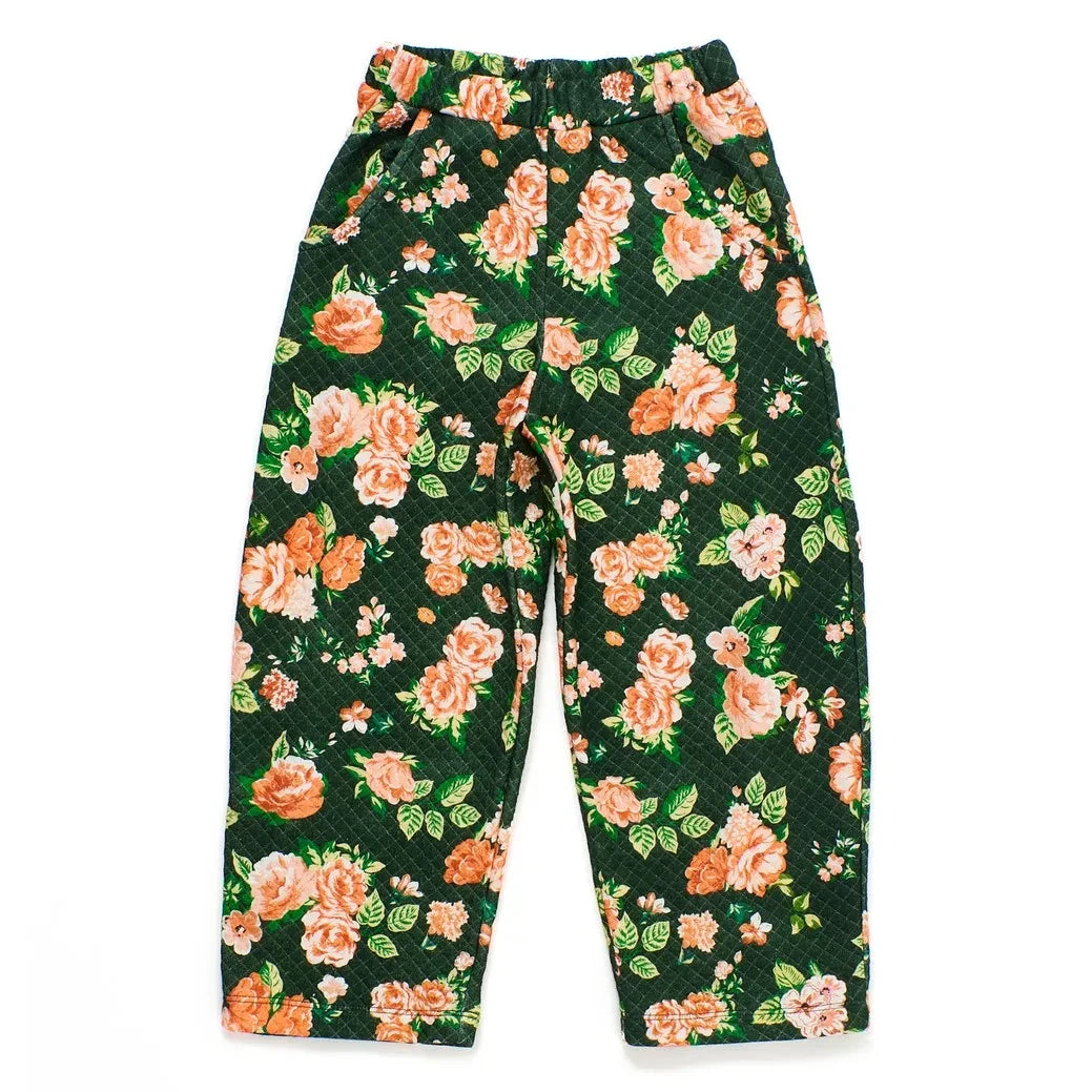 Maison Mangostan - Floral Quilted Trousers | Green