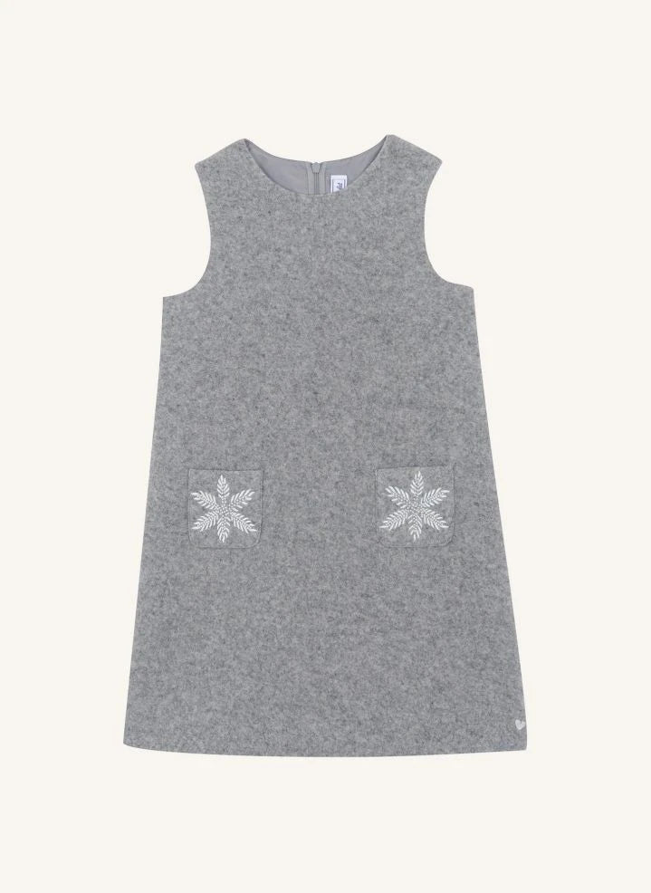 Tartine et Chocolat - Wool Dress with Pocket Detail | Grey Mélange
