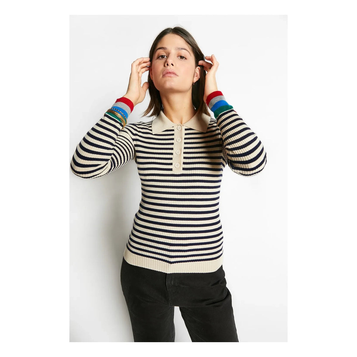 Indee - Striped Wallaby Polo Shirt | Navy