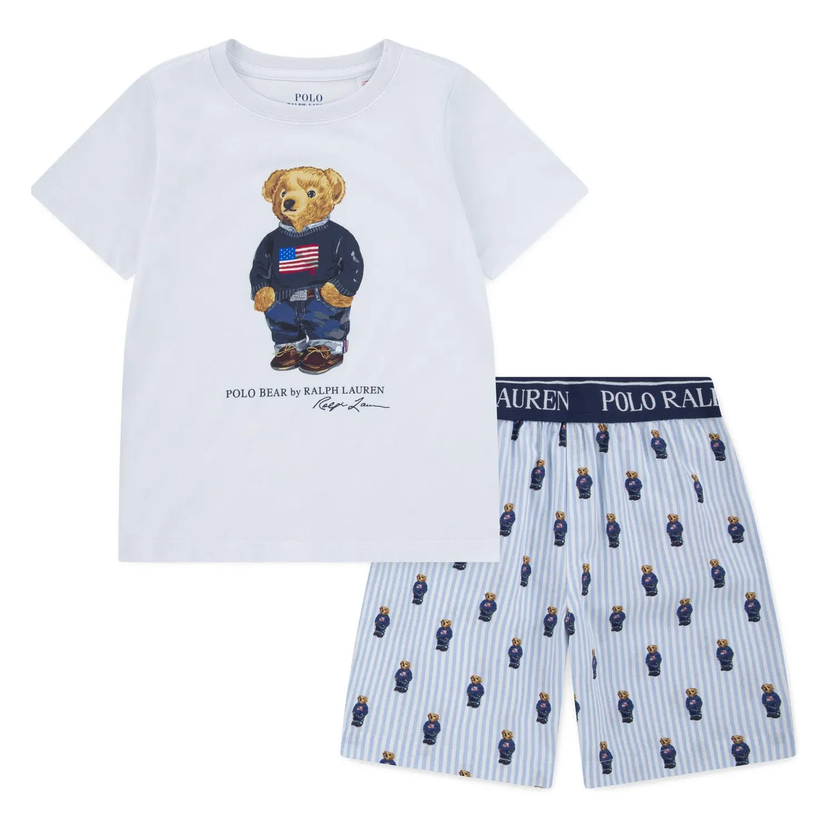 Ralph Lauren - Teddy Bear T-Shirt and Shorts Pajama | White