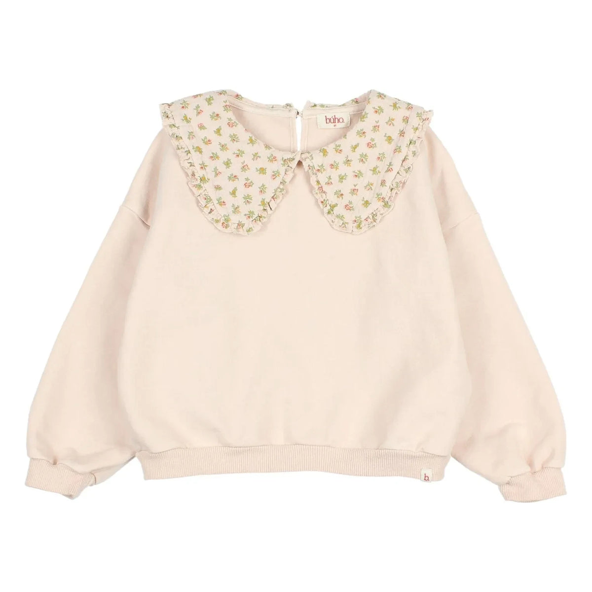 Búho - Organic Cotton Cottage Floral Claudine Collar Sweatshirt | Light Pink