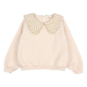 Búho - Organic Cotton Cottage Floral Claudine Collar Sweatshirt | Light Pink