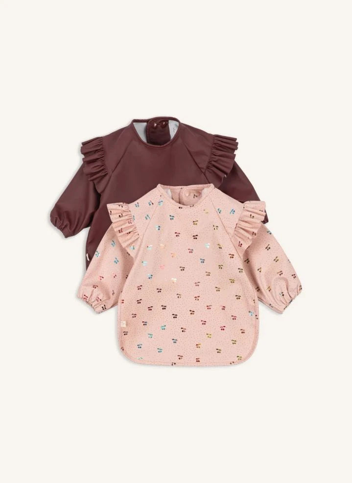 Konges Sløjd - Cherry Glitter Sleeved Bibs - Set of 2 | Pink