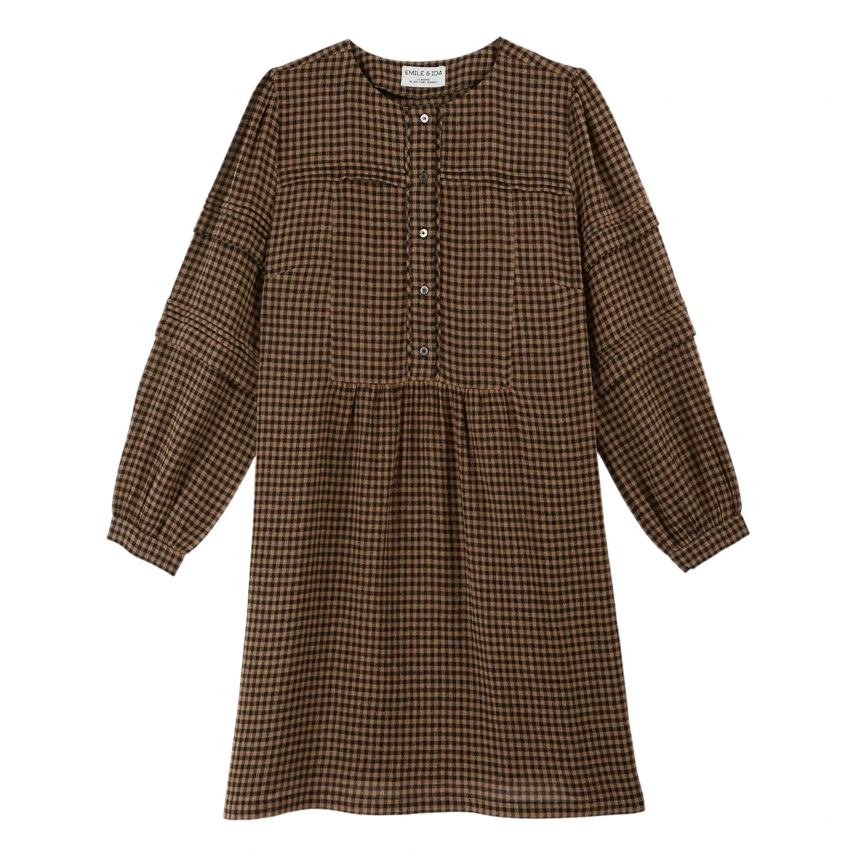 Emile et Ida - Célestine Vichy Dress | Brown