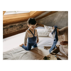 Silly Silas - Organic cotton terry Granny Teddy Footless Bib Tights | Çelik