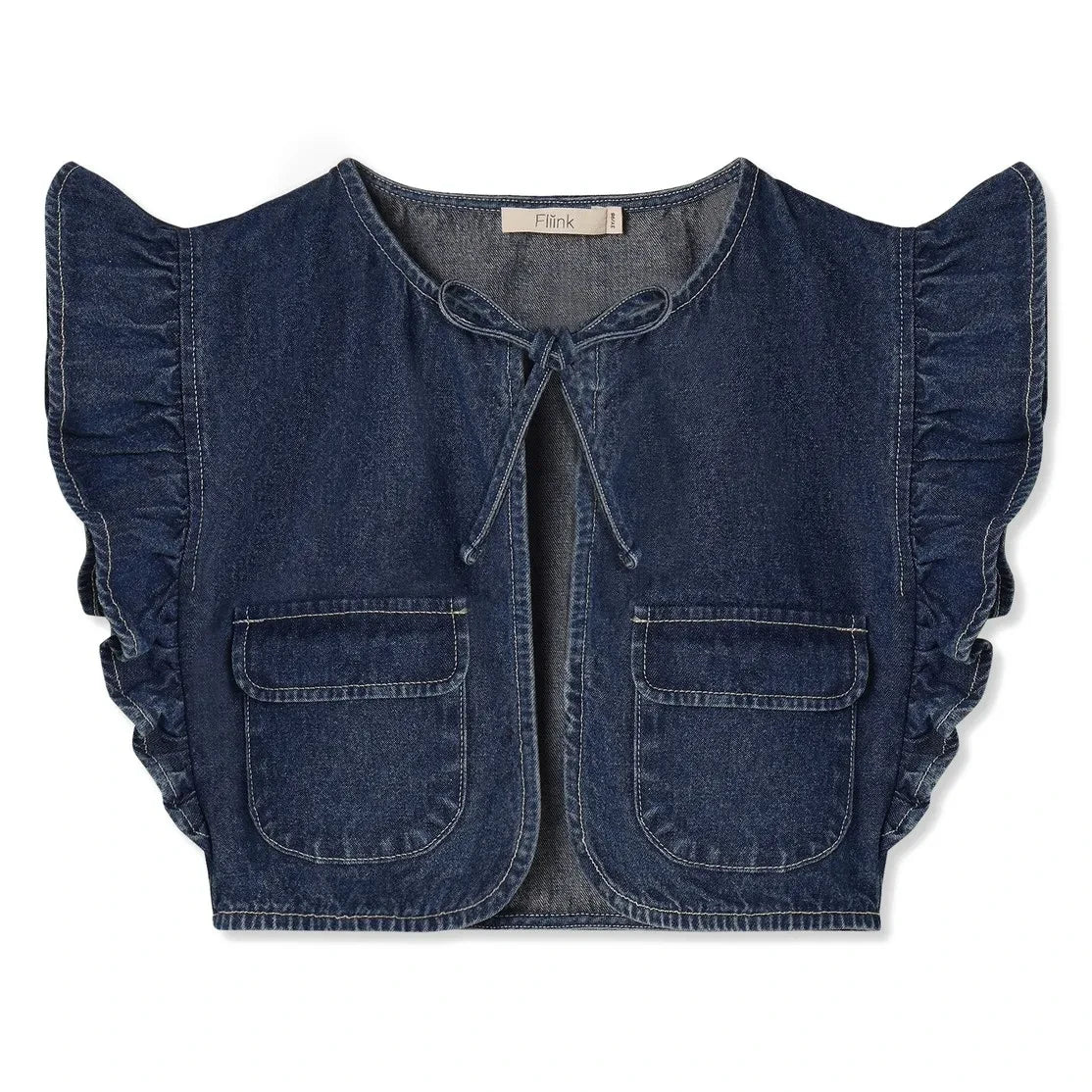 Fliink - Don Denim Sleeveless Jacket | Dark Blue