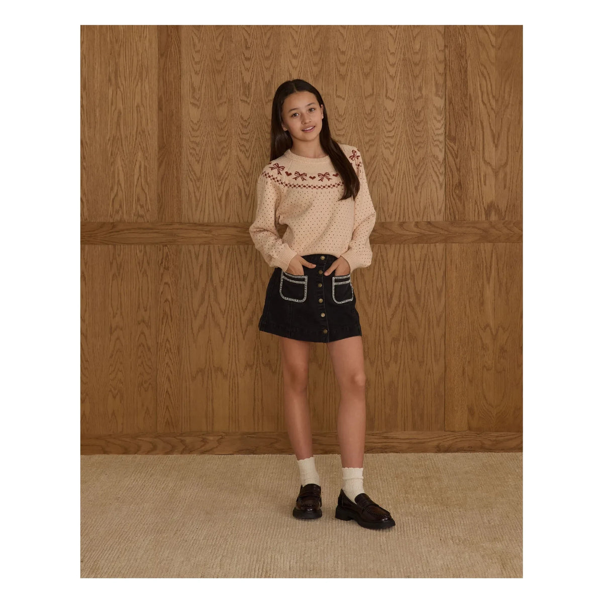 Rylee + Cru - Fair Isle Bow Sweater | Dusty Pink