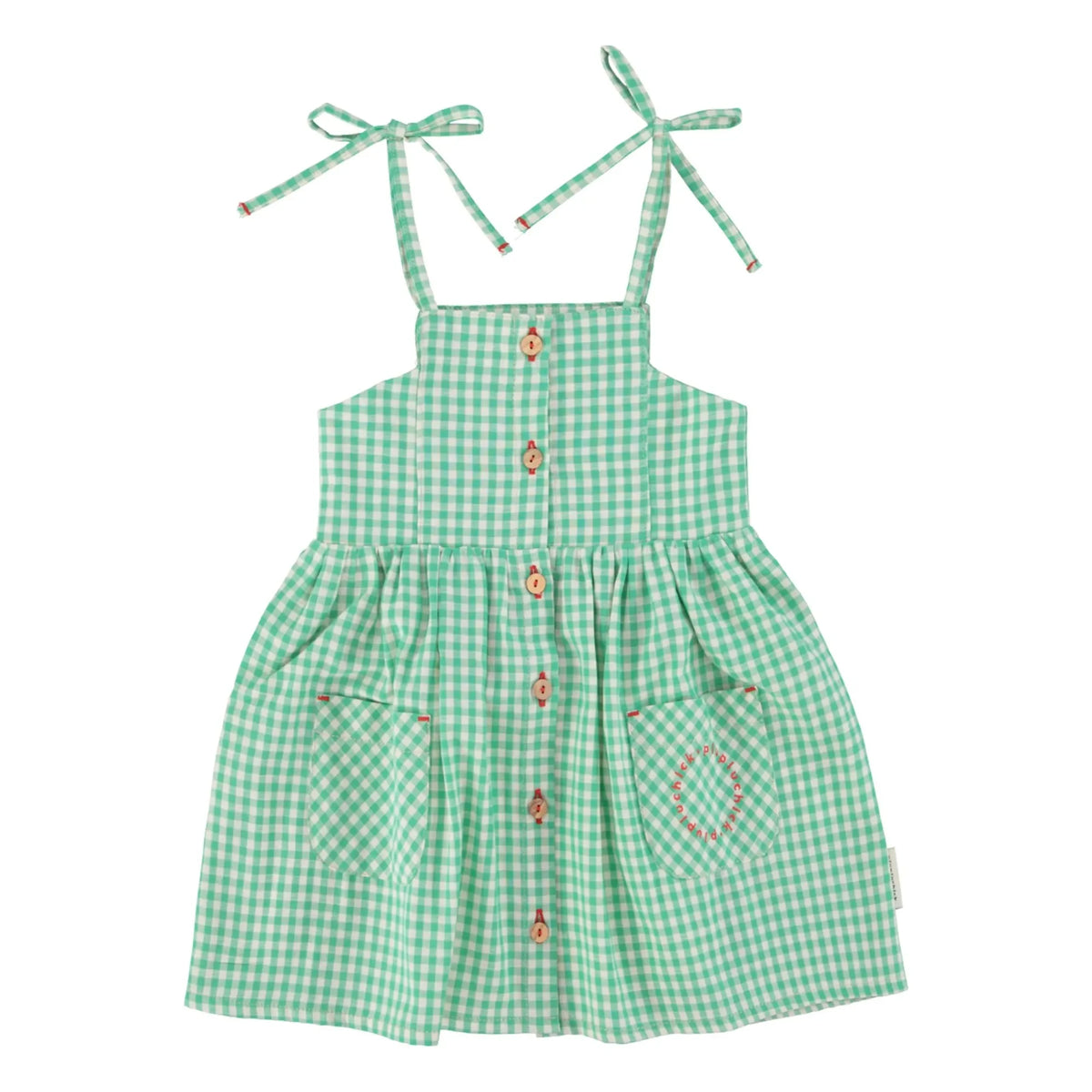 Piupiuchick - Gingham Organic Cotton Short Dress | Turquoise