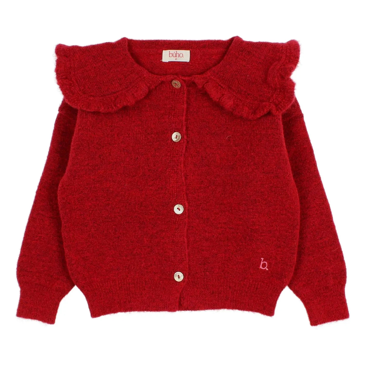 Búho - Girls' Cardigan Claudine Collar | Cherry Red