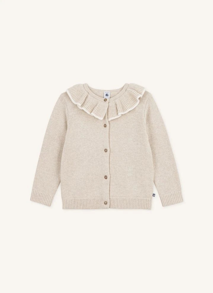 Petit Bateau - Wool Collared Cardigan | Heather beige