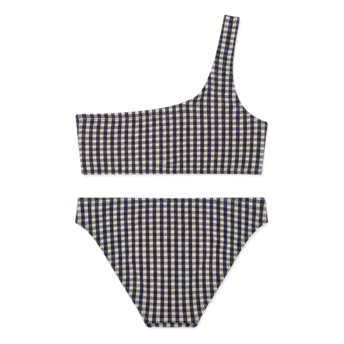 Finger in the nose - Bayle Checked Asymmetric Swimsuit | Navy Blue