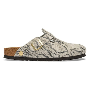 BIRKENSTOCK - Boston Rivet Snakeskin Clog | Light Grey