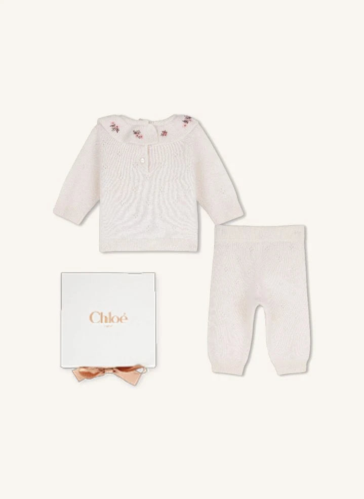 Chloé - Cashmere T-shirt and Trousers Set | Chalk