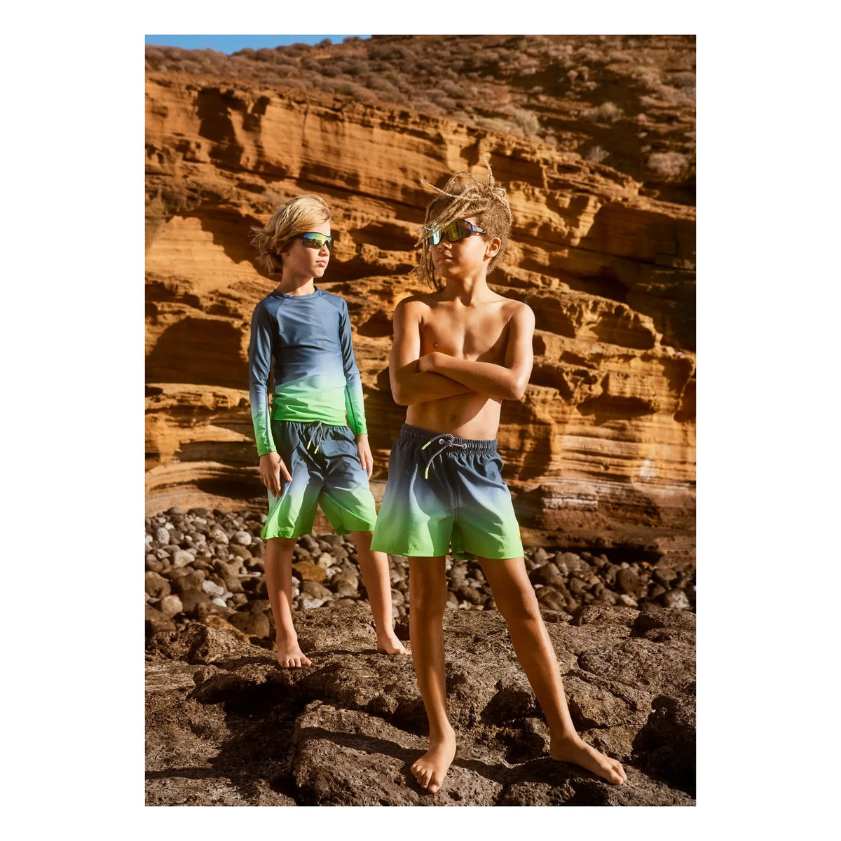Molo - Niko Degraded Recycled Fiber Swimsuit Shorts | Fluorescent Green
