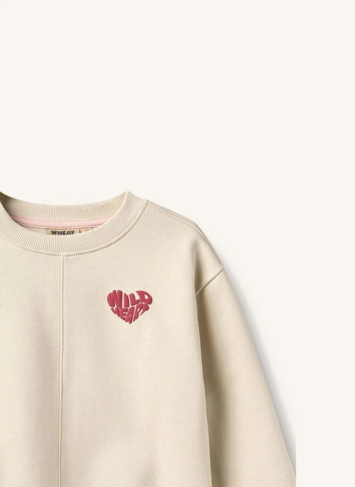Wheat - Emerson Heart Organic Cotton Sweatshirt | Ivory