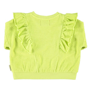 Piupiuchick - Fluorescent Yellow | Organic Cotton Terry Ruffled Sweatshirt
