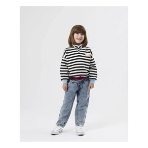 Goldie + Ace - Striped Zip Sweatshirt - Smallable Exclusive | Navy