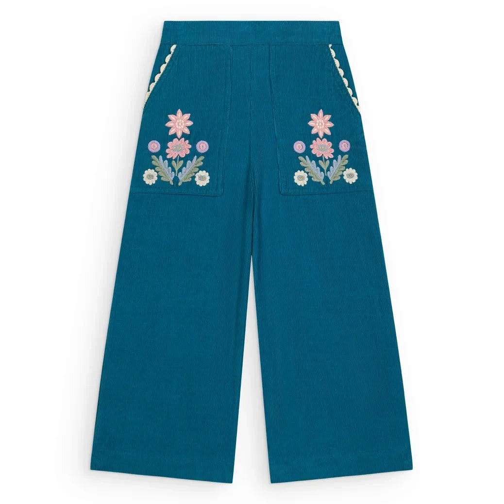 Louise Misha - Floralia organic cotton pants | Blue