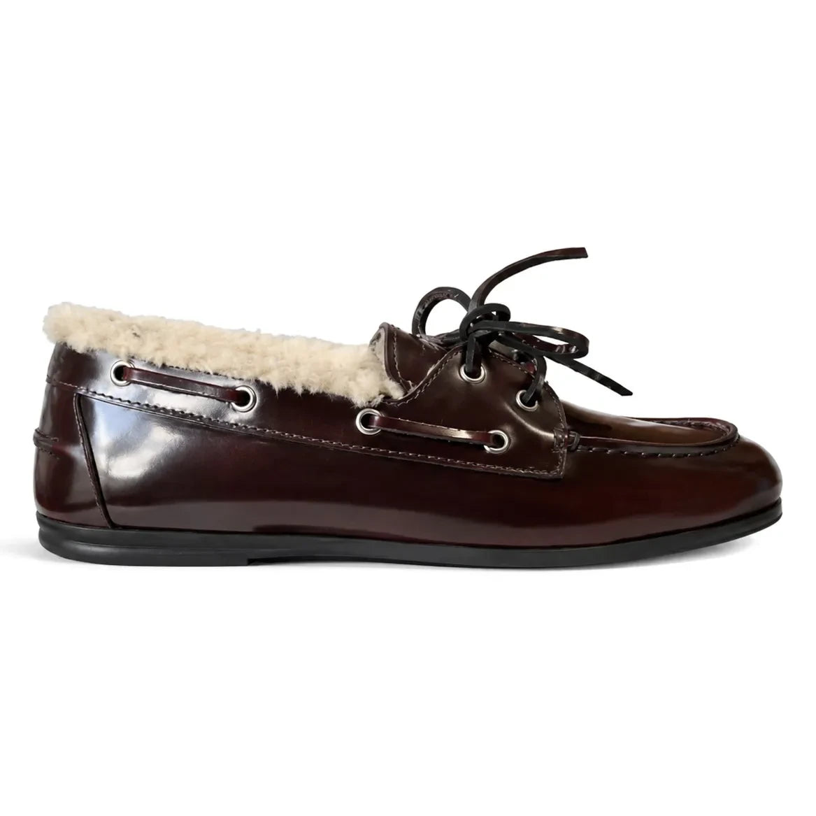 Posa - Leather and Fur Boat Shoes | Burgundy