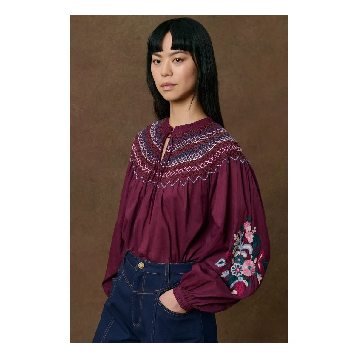 Louise Misha - Pal Organic Cotton Blouse | Burgundy