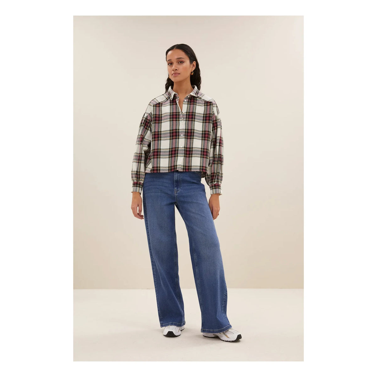 By Bar - Sarah Checked Blouse | White