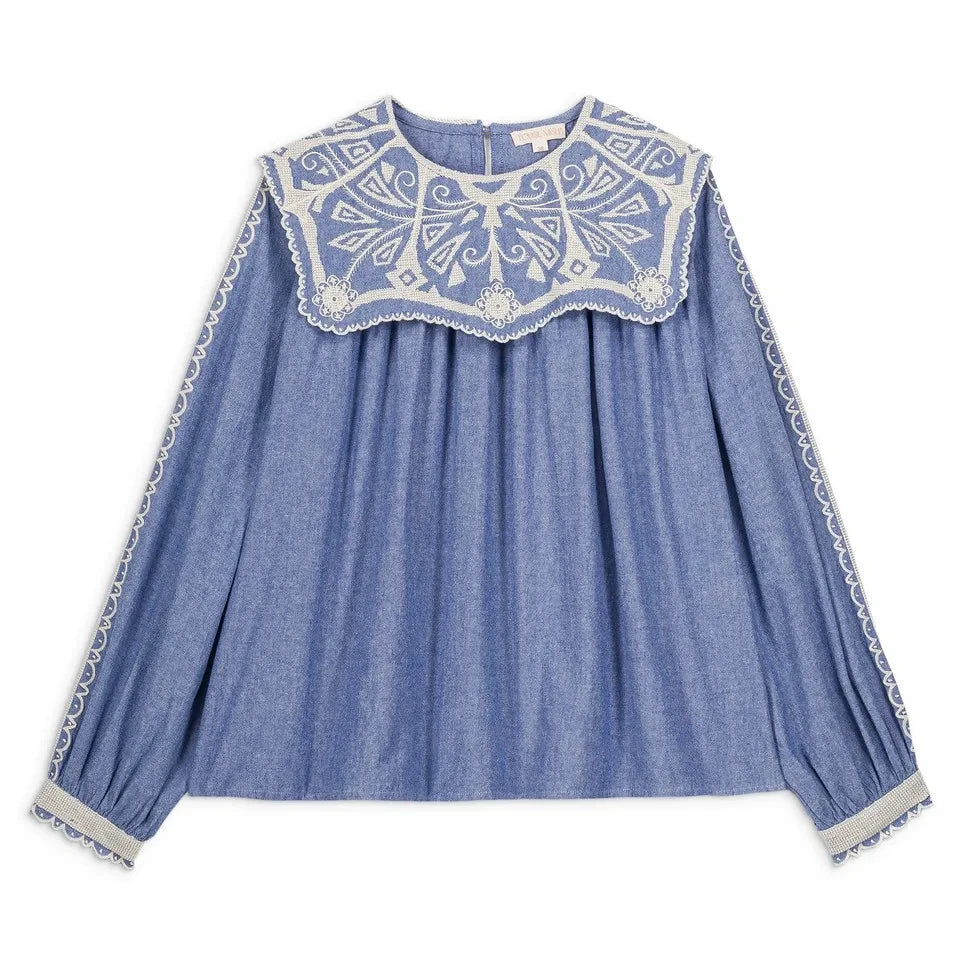 Louise Misha - Anastasy Organic Cotton Blouse | Blue