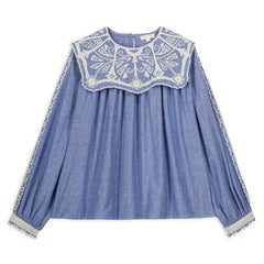 Louise Misha - Anastasy Organic Cotton Blouse | Blue