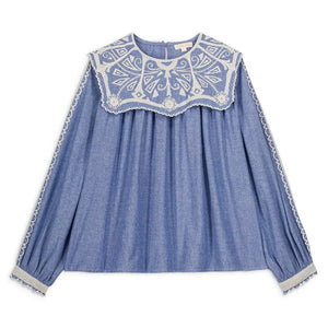 Louise Misha - Anastasy Organic Cotton Blouse | Blue