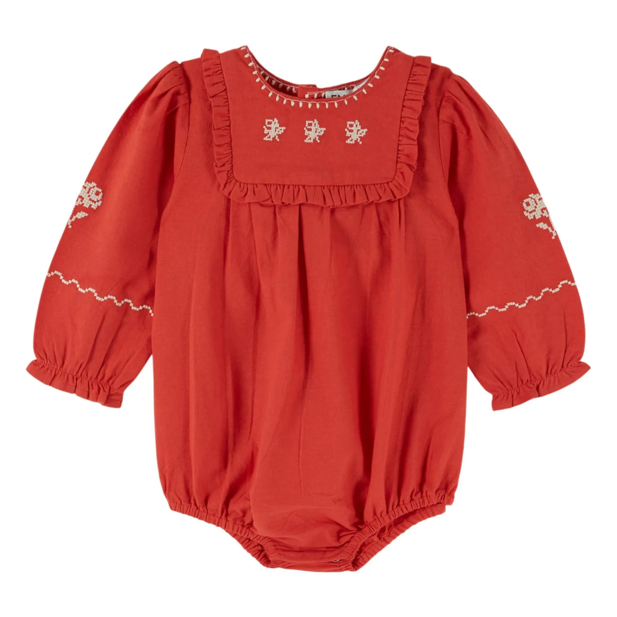 Emile et Ida - Organic Cotton Embroidered Jumpsuit | Red