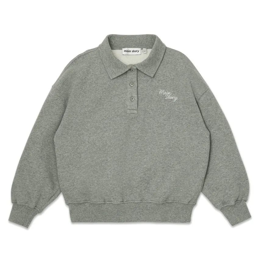 Main Story - Organic Cotton Polo Collar Sweatshirt | Grey
