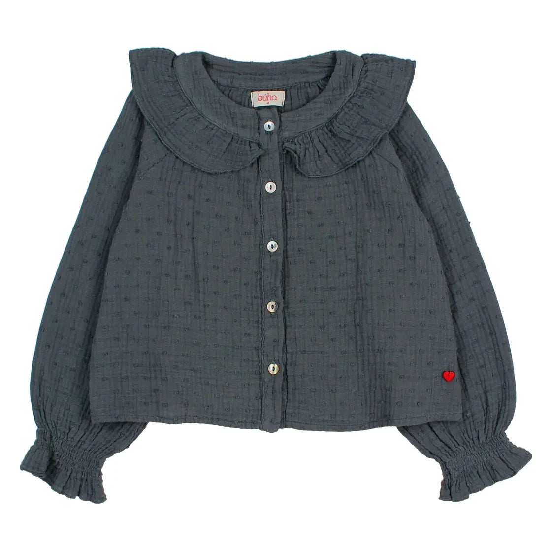 Búho - Plumeti Organic Cotton Blouse | Dark Gray